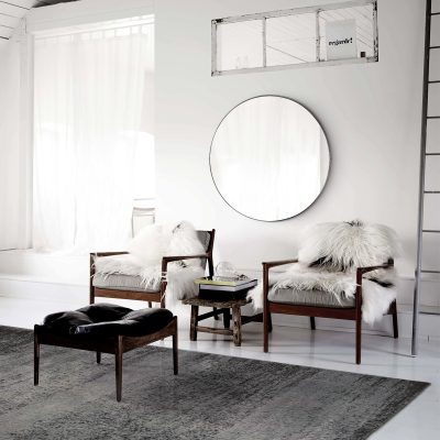 Alternative view of Glen 48" Tall Round Wall Mirror, Grey