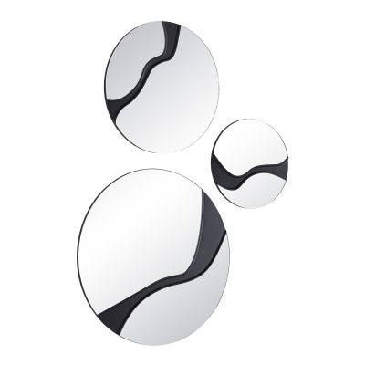 Alternative view of Dansk 3 Piece Tall Round Wall Mirror, Black