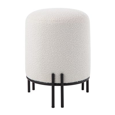 Cynthia Indoor Boucle Ottoman, Off-White