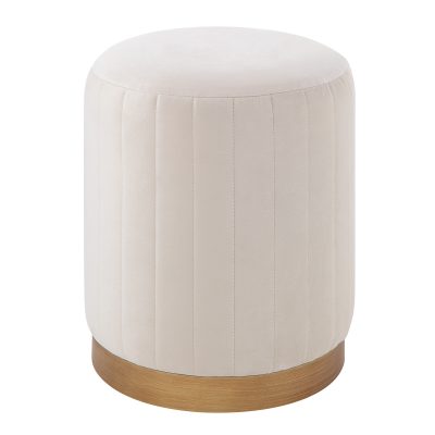 Alternative view of Baylor Indoor Poly-Velvet Ottoman, Off-White