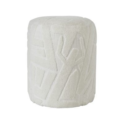 Trento Indoor Embroidered Stool, Ivory