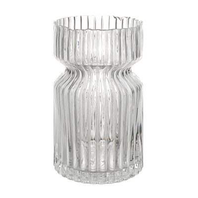 Gladys Indoor Mouth Blown Glass Glass Vase, Clear Fluted