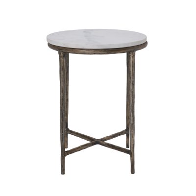 Pearson Indoor Cast Aluminum Side Table, Antique Brass