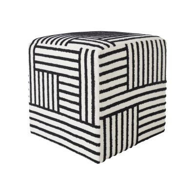 Alternative view of Monti Indoor Cotton Canvas Cube Ottoman, Black