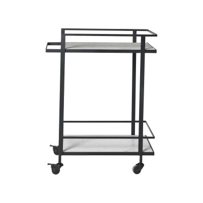 Colton Indoor Iron Bar Cart, Matte Black