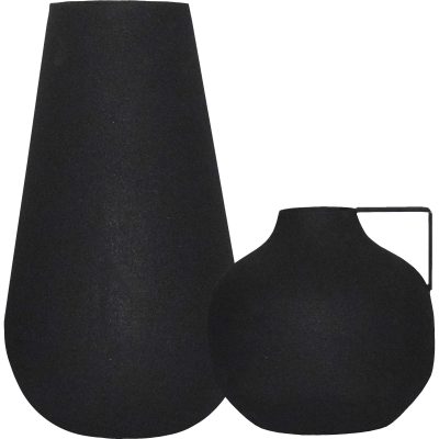 Roove Indoor Iron Vase, Matte Black