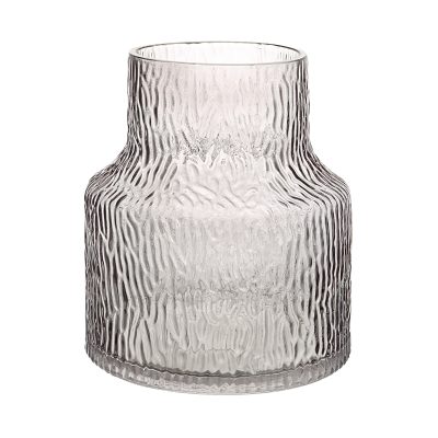Hyacinth Indoor Mouth Blown Glass Glass Vase, Grey Texture
