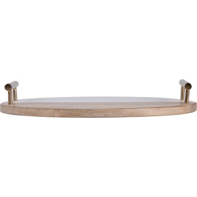 Alternative view of Dinova Indoor Mango Wood Tray, Antique Brass