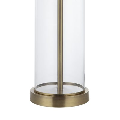 Alternative view of Saco 28" Tall Satin Brass Glass Table Lamp with Drum Linen Shade (Set of 2)