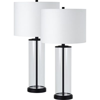 Desdemona 28" Length Table Lamp- Set of two, Clear and Matte black