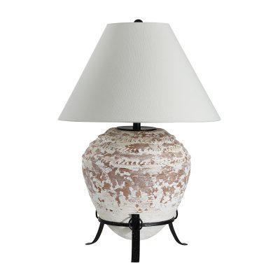 Silis 29.5" Height Table Lamps, Textured Ceramic (Off White And Brown)