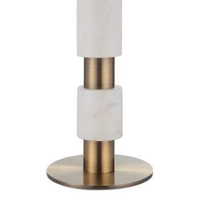 Alternative view of Pirot 27" Tall Antique Brushed Brass Iron Table Lamp with Tapered Linen Shade