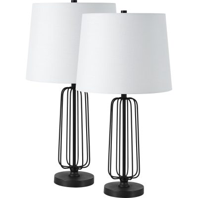 Shadia 24.75" Length Table Lamp- Set of two, Matte Black