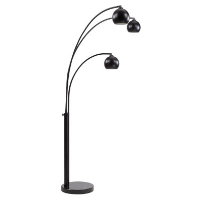 Alternative view of Folia 87" Tall Matte Black Floor Lamp with Dome Iron Shade