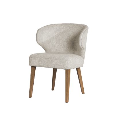 Niles 22.5L x 24.5W x 32H Cream Fabric Seat W/ Med Brown Wooden Legs Wingback Dining Chair (G520-4A)