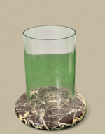 Bordo Red Marble w/ Glass Hurricane Candle Holder