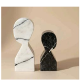Shadow White & Black Marble Bookends