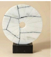 Orin White Marble Round Disc Decorative Object