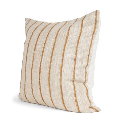 Merrick 22x22 Square Natural Beige w/ Orange Stripes Decorative Pillow