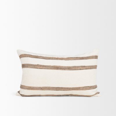 Alternative view of Maryn 13x21 Lumbar Cream w/ Brown Stripes Decorative Pillow Cover