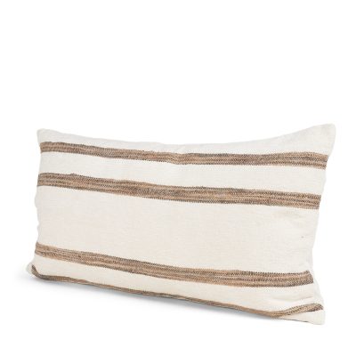 Maryn 14x26 Lumbar Cream w/ Brown Stripes Decorative Pillow Cover