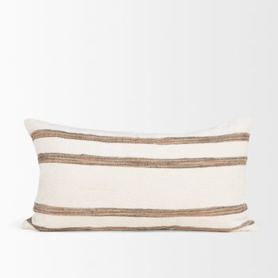 Alternative view of Maryn 14x26 Lumbar Cream w/ Brown Stripes Decorative Pillow Cover