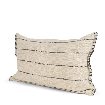 Lyle 14x26 Lumbar Oatmeal w/ Black Stripes Decorative Pillow Cover