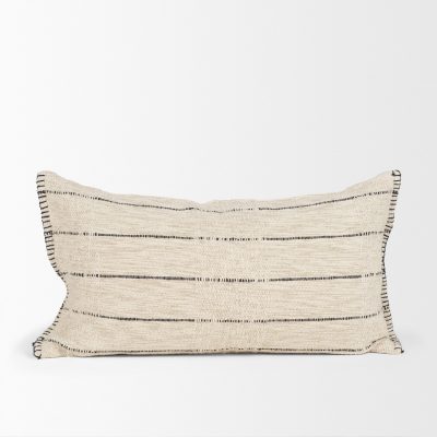 Alternative view of Lyle 14x26 Lumbar Oatmeal w/ Black Stripes Decorative Pillow Cover