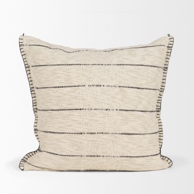 Alternative view of Lyle 20x20 Square Oatmeal w/ Black Stripes Decorative Pillow Cover