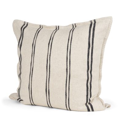 Liv 22x22 Cream w/ Black Stripes Decorative Pillow Cover