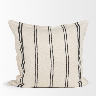 Alternative view of Liv 22x22 Cream w/ Black Stripes Decorative Pillow Cover