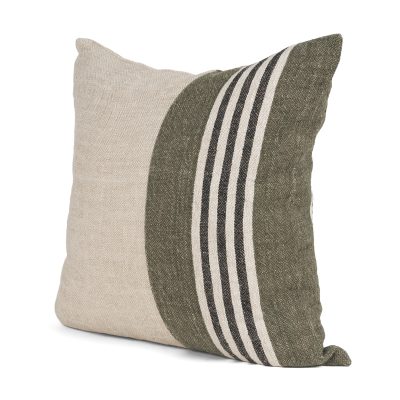 Hunter 20x20 Square Oatmeal w/ Green Stripe Decorative Pillow Cover