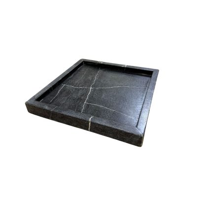Stratus Black Marble Square Decorative Tray