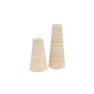 Cono Off-White Marble Cone Shaped Candle Holders (Set of 2)