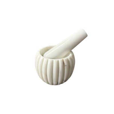 Cava Ribbed White Marble Mortar & Pestle