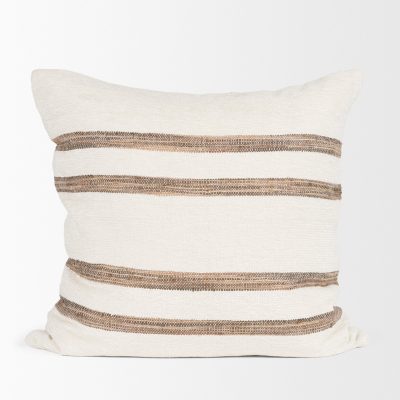 Alternative view of Maryn 22x22 Square Cream w/ Brown Stripes Decorative Pillow Cover