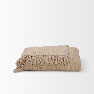 Alternative view of Kambal Light Beige Woven Cotton Throw Blanket