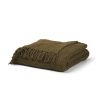 Kambal Dark Olive Green Woven Cotton Throw Blanket