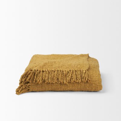 Alternative view of Kambal Mustard Woven Cotton Throw Blanket