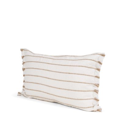 Willow 13x21 Lumbar Cream w/ Camel Stripes Decorative Pillow Cover
