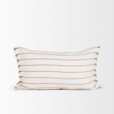 Alternative view of Willow 13x21 Lumbar Cream w/ Camel Stripes Decorative Pillow Cover
