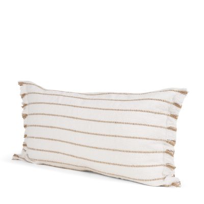 Willow 14x26 Lumbar Cream w/ Camel Stripes Decorative Pillow Cover