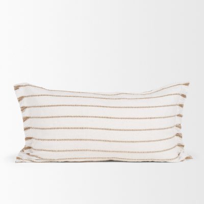 Alternative view of Willow 14x26 Lumbar Cream w/ Camel Stripes Decorative Pillow Cover