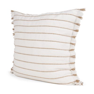 Willow 20x20 Square Cream w/ Camel Stripes Decorative Pillow Cover