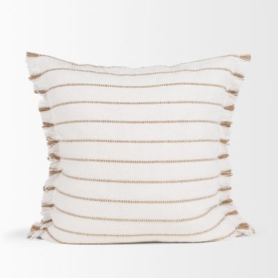 Alternative view of Willow 20x20 Square Cream w/ Camel Stripes Decorative Pillow Cover