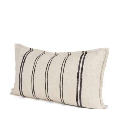 Liv 14x26 Lumbar Cream w/ Black Stripes Decorative Pillow Cover