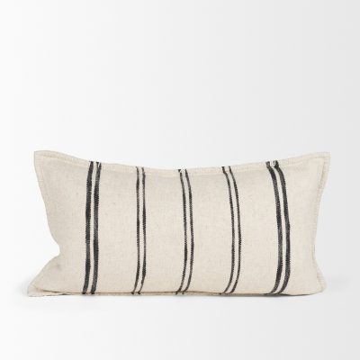 Alternative view of Liv 14x26 Lumbar Cream w/ Black Stripes Decorative Pillow Cover