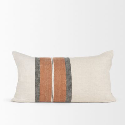 Alternative view of Mason 14x26 Cream w/ Orange Stripe Decorative Pillow Cover