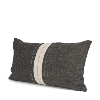 Cooper 14x26 Lumbar Black w/ Cream Stripe Decorative Pillow Cover