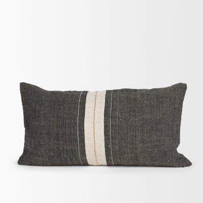 Alternative view of Cooper 14x26 Lumbar Black w/ Cream Stripe Decorative Pillow Cover